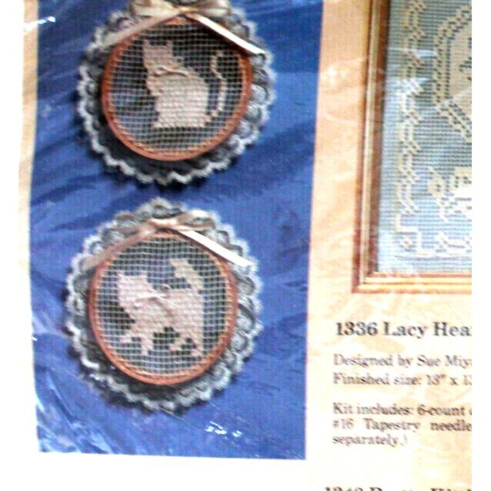 The Creative Circle Pretty Kitties Cottage Core Granny Lace Kit Cross Stitch New